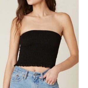 NWT BB Dakota  XS totally tubular smocked tube top with ruffle bottom
